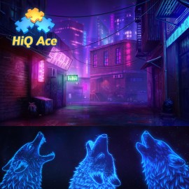HiQ Ace Deluxe - Chinatown Neon Alley Dynamic Theme and 3 Galaxy Wolves Avatars Bundle PS4